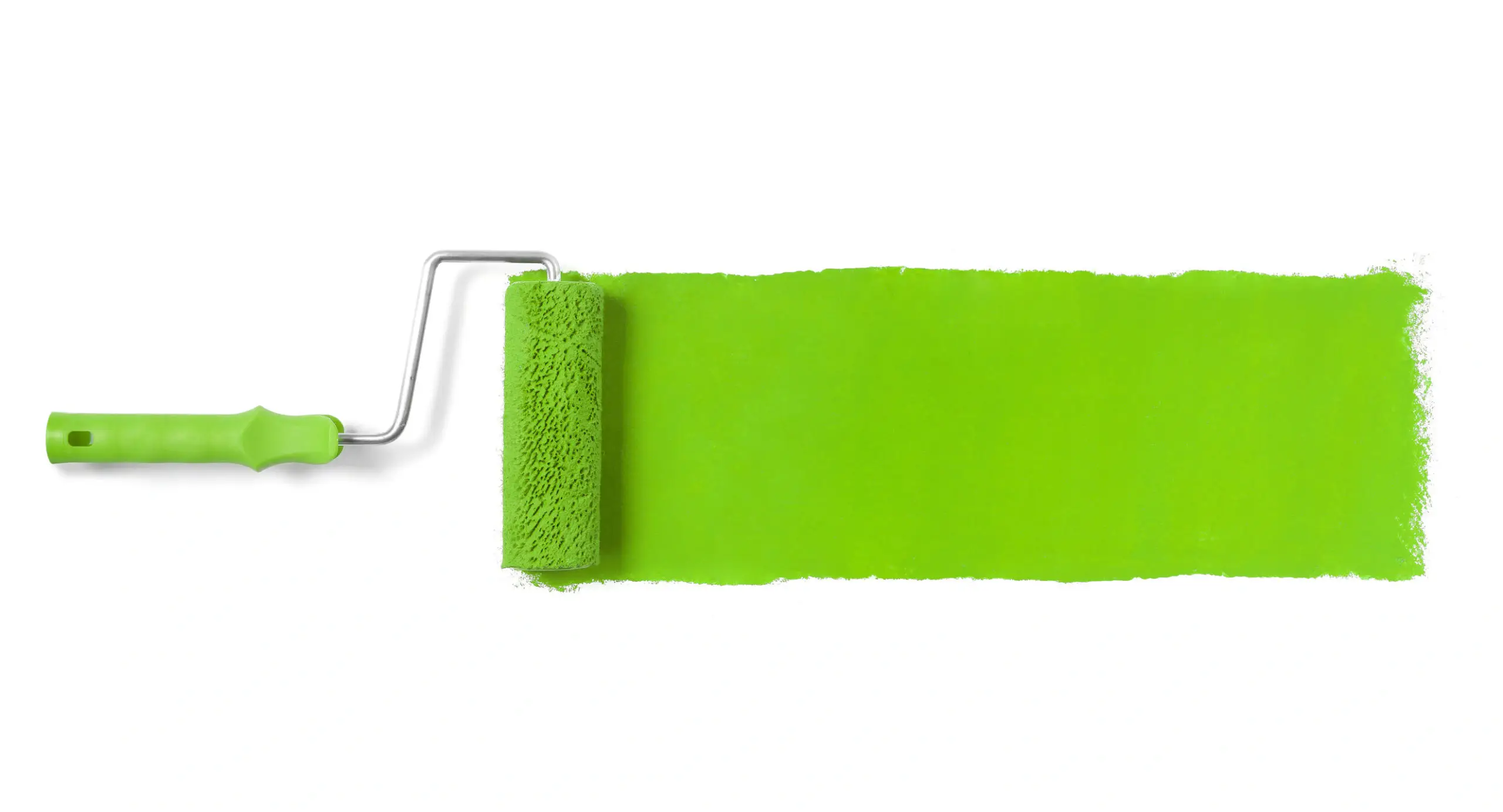 green-paint-roller-stroke-on-white-background