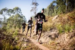 Trail Runners Racing Through Karkloof Forest Paths