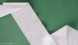 toilet paper roll unrolled on green background