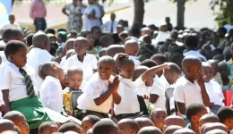 School children outdoors