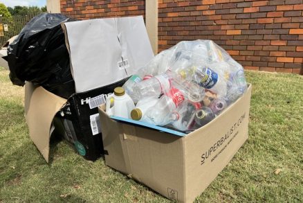 Recyclables on pavement