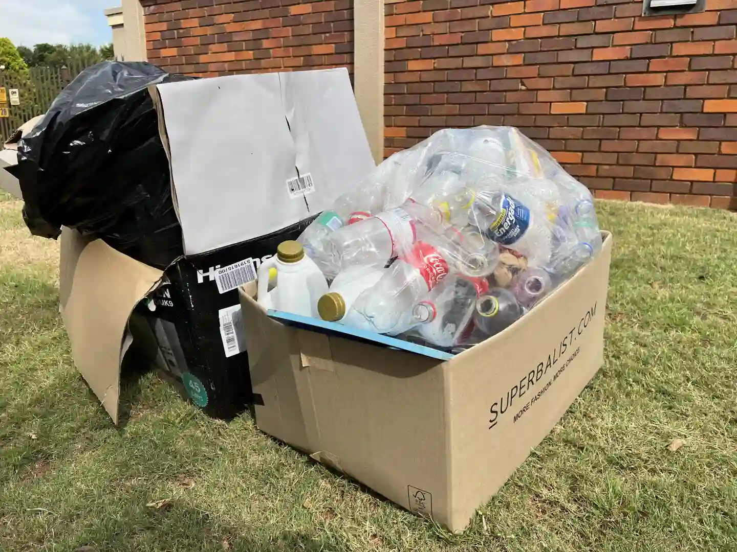 Recyclables on pavement Recyclables on pavement