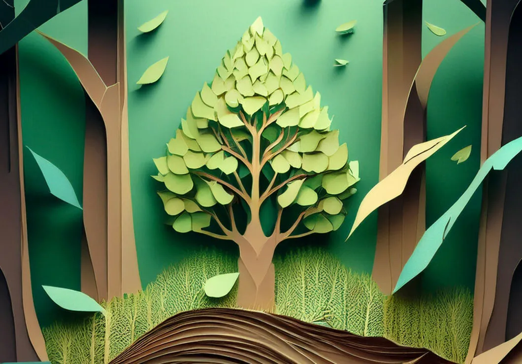 sustainable paper forest illustration