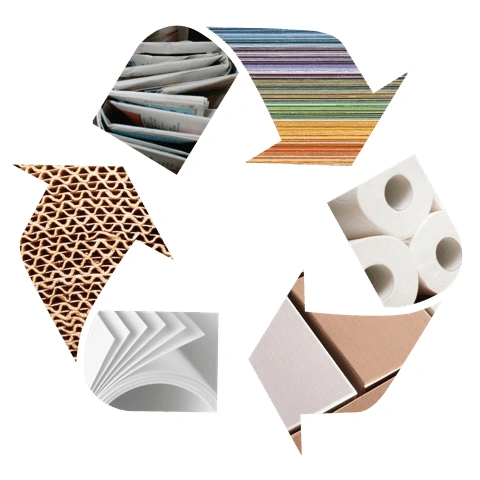 paper recycling symbol collage