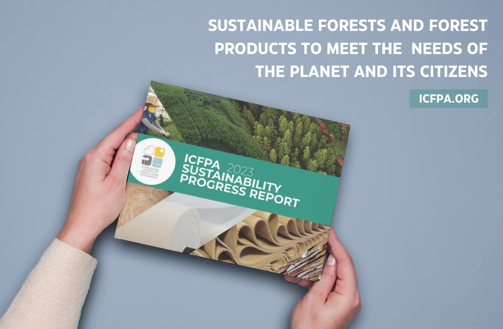 paper sustainability report brochure hand holding